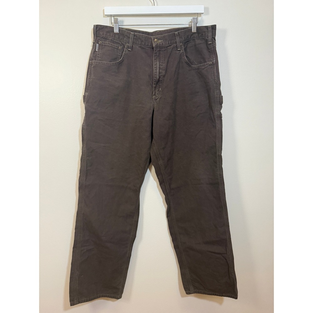 Carhartt Carpenter Pants Mens 36x34 Dark Brown Loose Fit Utility Gorpcore